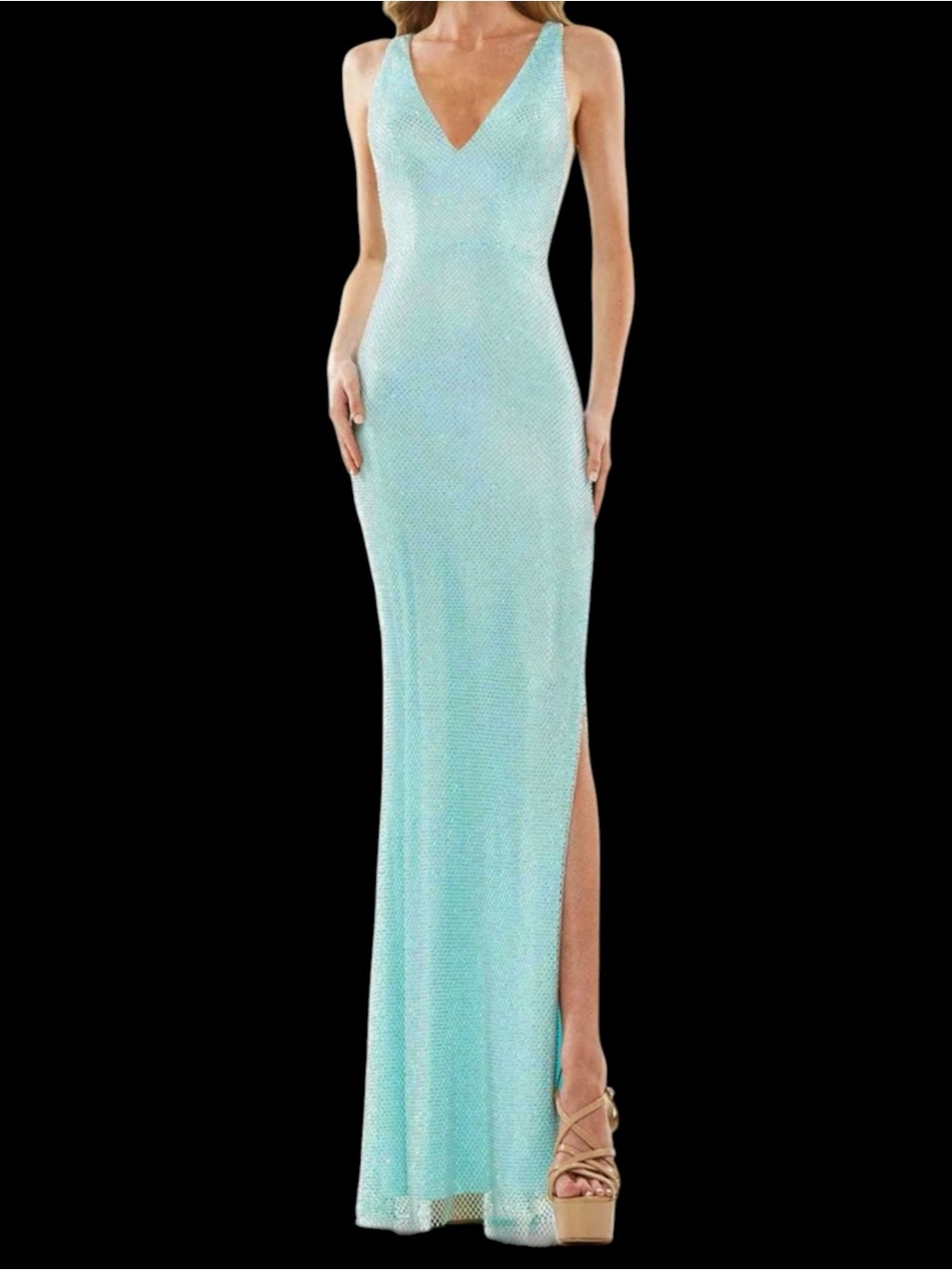 Colors Gown Rhinestone Mesh Dress
2858 Tiffany Blue Aqua